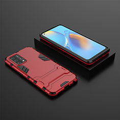 Coque Contour Silicone et Plastique Housse Etui Mat avec Support T02 pour Oppo A74 4G Rouge