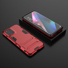 Coque Contour Silicone et Plastique Housse Etui Mat avec Support T02 pour Oppo Find X3 5G Rouge