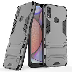 Coque Contour Silicone et Plastique Housse Etui Mat avec Support T02 pour Samsung Galaxy A10s Gris