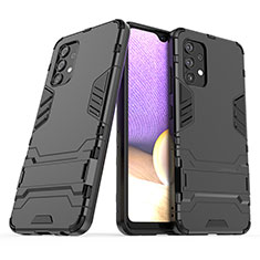 Coque Contour Silicone et Plastique Housse Etui Mat avec Support T02 pour Samsung Galaxy A32 5G Noir