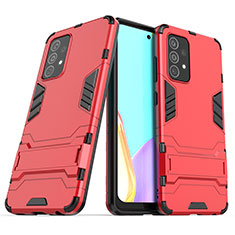 Coque Contour Silicone et Plastique Housse Etui Mat avec Support T02 pour Samsung Galaxy A52 5G Rouge