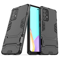 Coque Contour Silicone et Plastique Housse Etui Mat avec Support T02 pour Samsung Galaxy A52s 5G Noir