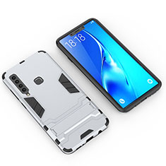 Coque Contour Silicone et Plastique Housse Etui Mat avec Support T02 pour Samsung Galaxy A9 (2018) A920 Argent