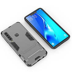 Coque Contour Silicone et Plastique Housse Etui Mat avec Support T02 pour Samsung Galaxy A9 Star Pro Gris