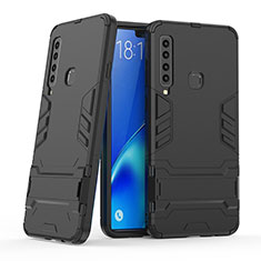 Coque Contour Silicone et Plastique Housse Etui Mat avec Support T03 pour Samsung Galaxy A9 (2018) A920 Noir