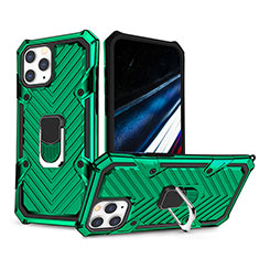 Coque Contour Silicone et Plastique Housse Etui Mat avec Support YF1 pour Apple iPhone 13 Pro Max Vert