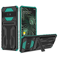 Coque Contour Silicone et Plastique Housse Etui Mat avec Support YF1 pour Google Pixel 6 Pro 5G Vert