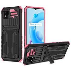 Coque Contour Silicone et Plastique Housse Etui Mat avec Support YF1 pour Realme C11 (2021) Rose