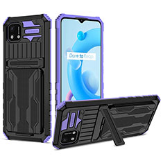 Coque Contour Silicone et Plastique Housse Etui Mat avec Support YF1 pour Realme C11 (2021) Violet