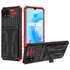 Coque Contour Silicone et Plastique Housse Etui Mat avec Support YF1 pour Realme C20 Rouge