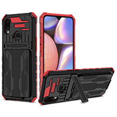 Coque Contour Silicone et Plastique Housse Etui Mat avec Support YF1 pour Samsung Galaxy A10s Rouge