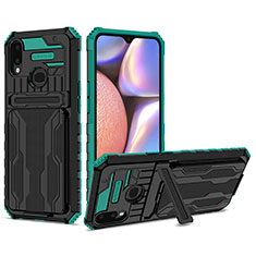 Coque Contour Silicone et Plastique Housse Etui Mat avec Support YF1 pour Samsung Galaxy A10s Vert