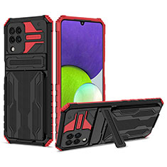 Coque Contour Silicone et Plastique Housse Etui Mat avec Support YF1 pour Samsung Galaxy A22 4G Rouge