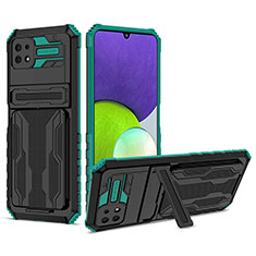 Coque Contour Silicone et Plastique Housse Etui Mat avec Support YF1 pour Samsung Galaxy A22 5G Vert