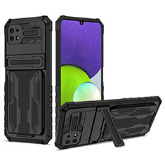 Coque Contour Silicone et Plastique Housse Etui Mat avec Support YF1 pour Samsung Galaxy A22s 5G Noir