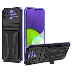 Coque Contour Silicone et Plastique Housse Etui Mat avec Support YF1 pour Samsung Galaxy A22s 5G Violet