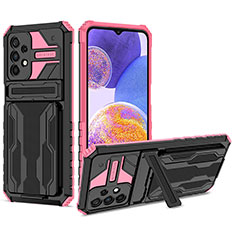 Coque Contour Silicone et Plastique Housse Etui Mat avec Support YF1 pour Samsung Galaxy A23 5G Rose