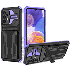 Coque Contour Silicone et Plastique Housse Etui Mat avec Support YF1 pour Samsung Galaxy A23 5G Violet