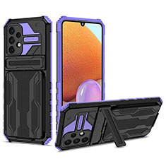 Coque Contour Silicone et Plastique Housse Etui Mat avec Support YF1 pour Samsung Galaxy A32 4G Violet