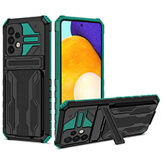 Coque Contour Silicone et Plastique Housse Etui Mat avec Support YF1 pour Samsung Galaxy A52 4G Vert