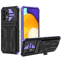 Coque Contour Silicone et Plastique Housse Etui Mat avec Support YF1 pour Samsung Galaxy A52 4G Violet