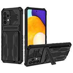 Coque Contour Silicone et Plastique Housse Etui Mat avec Support YF1 pour Samsung Galaxy A52 5G Noir