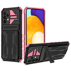 Coque Contour Silicone et Plastique Housse Etui Mat avec Support YF1 pour Samsung Galaxy A52 5G Rose