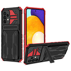 Coque Contour Silicone et Plastique Housse Etui Mat avec Support YF1 pour Samsung Galaxy A52 5G Rouge