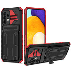 Coque Contour Silicone et Plastique Housse Etui Mat avec Support YF1 pour Samsung Galaxy A72 5G Rouge