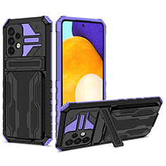 Coque Contour Silicone et Plastique Housse Etui Mat avec Support YF1 pour Samsung Galaxy A72 5G Violet