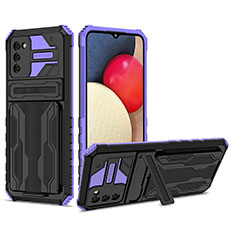 Coque Contour Silicone et Plastique Housse Etui Mat avec Support YF1 pour Samsung Galaxy F02S SM-E025F Violet