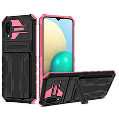 Coque Contour Silicone et Plastique Housse Etui Mat avec Support YF1 pour Samsung Galaxy M02 Rose