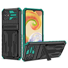 Coque Contour Silicone et Plastique Housse Etui Mat avec Support YF1 pour Samsung Galaxy M04 Vert