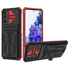 Coque Contour Silicone et Plastique Housse Etui Mat avec Support YF1 pour Samsung Galaxy S20 FE (2022) 5G Rouge