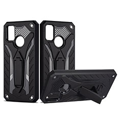 Coque Contour Silicone et Plastique Housse Etui Mat avec Support YF2 pour Samsung Galaxy M30s Noir