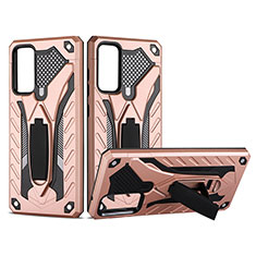 Coque Contour Silicone et Plastique Housse Etui Mat avec Support YF2 pour Samsung Galaxy S20 FE 4G Or Rose