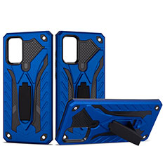 Coque Contour Silicone et Plastique Housse Etui Mat avec Support YF2 pour Samsung Galaxy S20 Plus Bleu