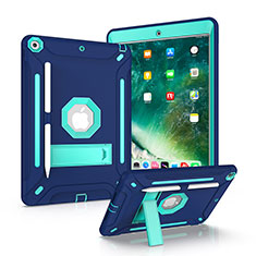 Coque Contour Silicone et Plastique Housse Etui Mat avec Support YJ1 pour Apple iPad 10.2 (2021) Bleu