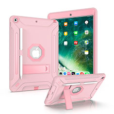 Coque Contour Silicone et Plastique Housse Etui Mat avec Support YJ1 pour Apple iPad 10.2 (2021) Rose