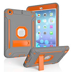 Coque Contour Silicone et Plastique Housse Etui Mat avec Support YJ1 pour Apple iPad Mini Orange