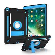 Coque Contour Silicone et Plastique Housse Etui Mat avec Support YJ2 pour Apple iPad 10.2 (2021) Bleu et Noir