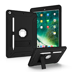 Coque Contour Silicone et Plastique Housse Etui Mat avec Support YJ2 pour Apple iPad 10.2 (2021) Noir