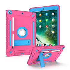 Coque Contour Silicone et Plastique Housse Etui Mat avec Support YJ2 pour Apple iPad 10.2 (2021) Rose Rouge