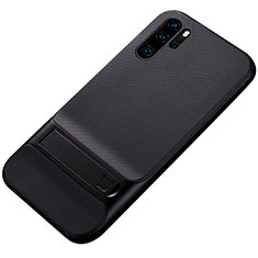 Coque Contour Silicone et Plastique Housse Etui Mat avec Support Z01 pour Huawei P30 Pro Noir