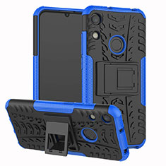 Coque Contour Silicone et Plastique Housse Etui Mat avec Support Z01 pour Huawei Y6 Prime (2019) Bleu