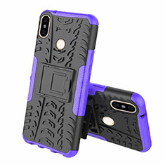 Coque Contour Silicone et Plastique Housse Etui Mat avec Support Z01 pour Xiaomi Mi 8 Violet