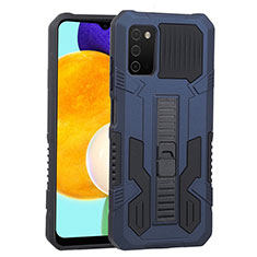 Coque Contour Silicone et Plastique Housse Etui Mat avec Support ZJ1 pour Samsung Galaxy A02s Bleu