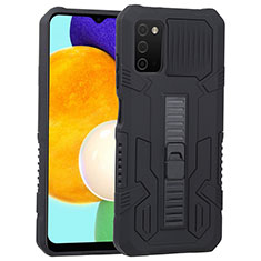 Coque Contour Silicone et Plastique Housse Etui Mat avec Support ZJ1 pour Samsung Galaxy A02s Noir