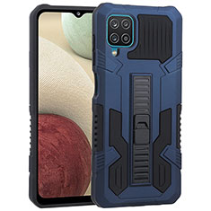 Coque Contour Silicone et Plastique Housse Etui Mat avec Support ZJ1 pour Samsung Galaxy A12 5G Bleu