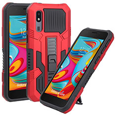 Coque Contour Silicone et Plastique Housse Etui Mat avec Support ZJ1 pour Samsung Galaxy A2 Core A260F A260G Rouge